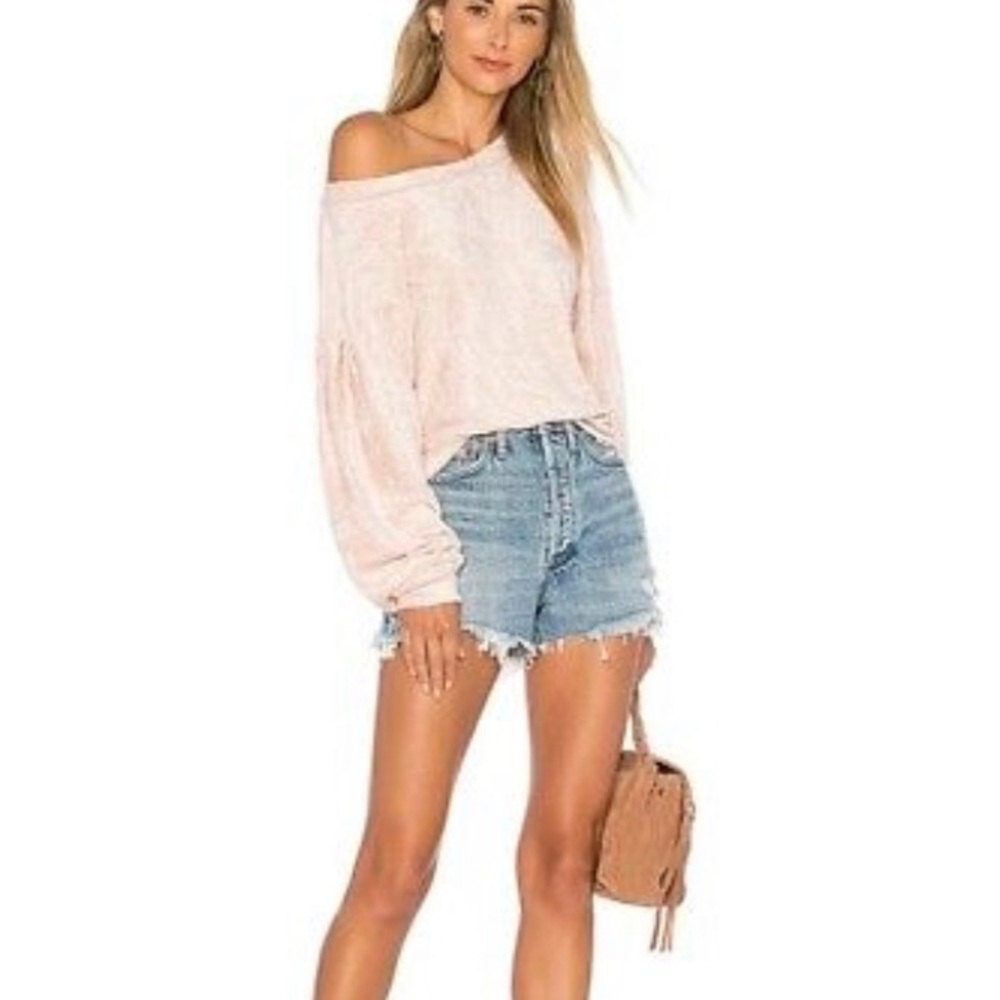 Free People Womens M We The Free Milan Crushed Velvet Layering Pullover Pink